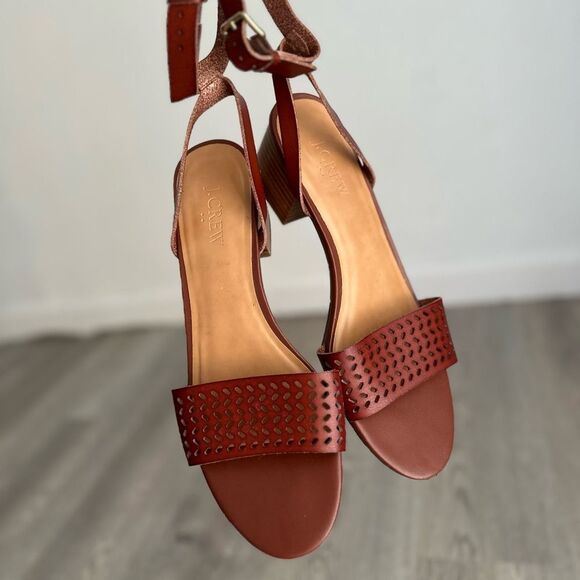 J. Crew Leather Perforated Sandals 9.5 - Picture 5 of 9